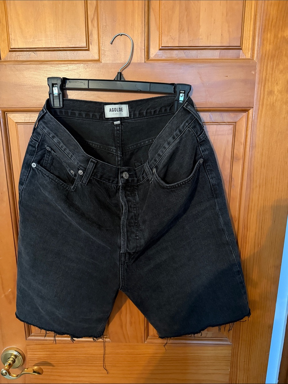 AGOLDE long Black Denim Shorts
